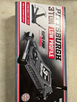 PITTSBURGH 3 Ton Low-Profile Floor Jack with RAPID PUMP, Slate Gray