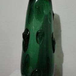 60'S EMPOLI GLASS VASE MADE IN ITALY 15"×6"