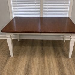 Farmhouse Dining Table – Wood Top & White Base