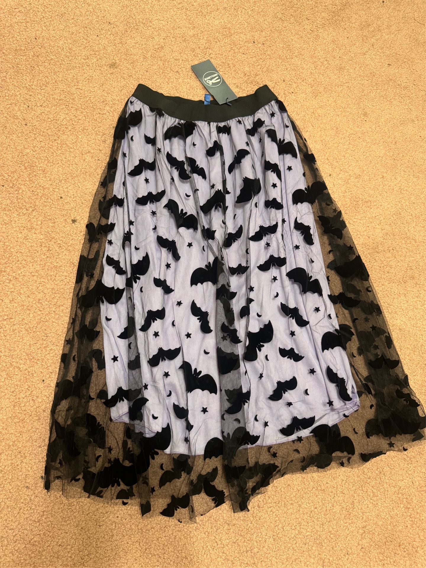 New small black purple bat velvet skirt dress costume goth gothic Halloween