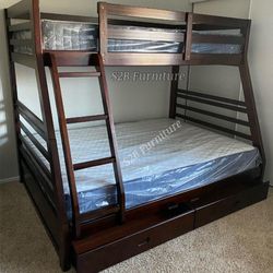 Twin Full Expresso Bunkbed With Ortho Matres!