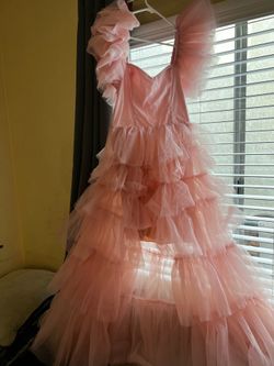 Pink Tulle Tiered Ruffle photo shot dress