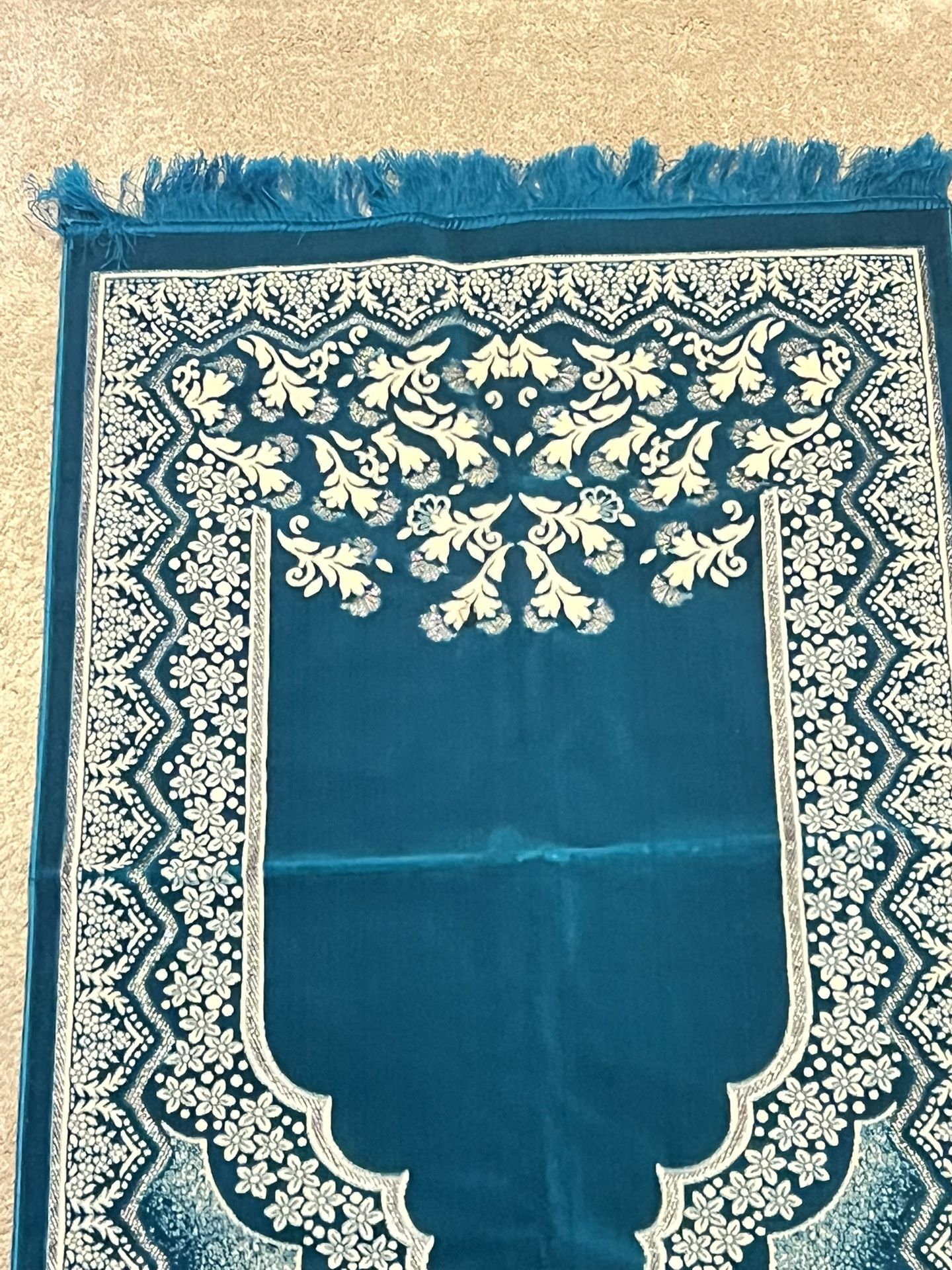 Teal Green and White Rug - Small