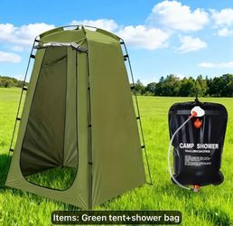 Outdoor Shower And Bathing Tent with 5.28gal Black Large Capacity Shower Bag