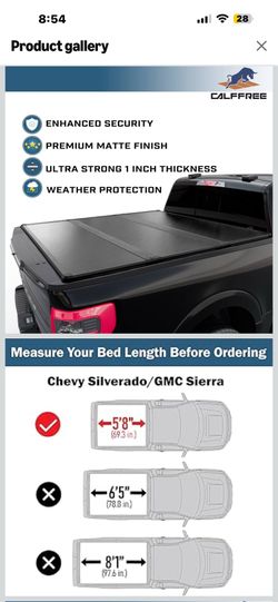 Hard Tri-Fold Truck Bed Tonneau Cover Compatible with 2007-2026 Chevy Silverado/GMC Sierra 1500 5.8ft Bed (69.6")
