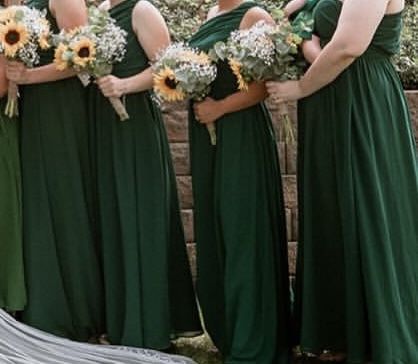 Forest Green Bridesmaid Dress/formal Dress One Shoulder