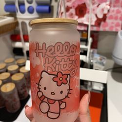Hello Kitty Glass Can 16 Oz