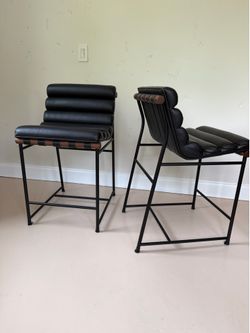 Denver Modern Black Leather Counter Height Barstools