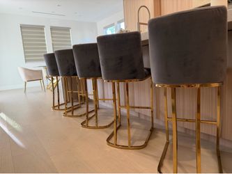 Bar stool modern fray and gold with velvet fabric