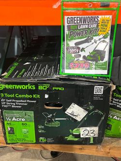 Greenworks 3 Tool Lawn Mower Combo Kit