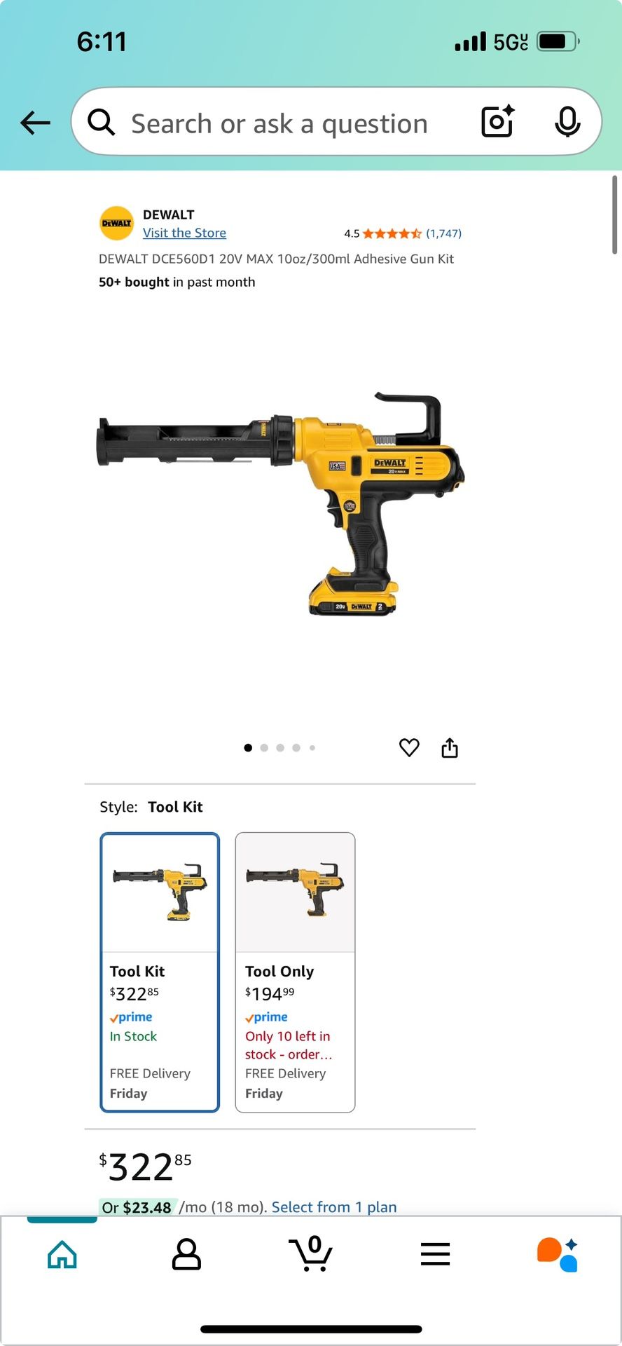 Dewalt Adhesive/ Caulking Gun Kit