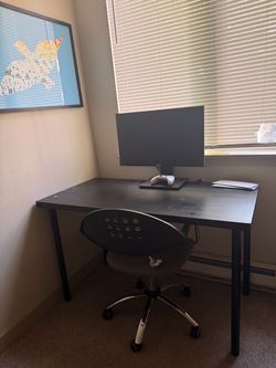 Black Computer Desk with Office Chair