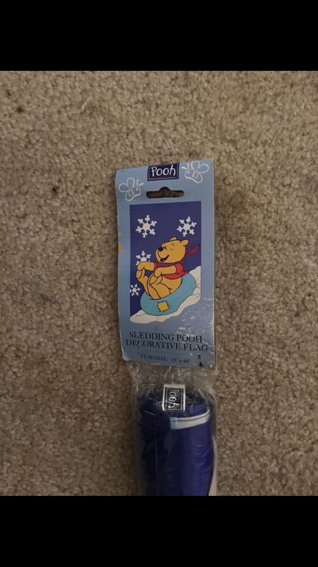Two large Disney Winnie the Pooh Halloween and Christmas Holiday Flags