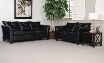 Brand new black leather sofa and Loveseat Available in store same day delivery or pickup