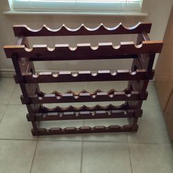 Solid Wood 5-Tier Mahogany Wine Rack.  (NEW)