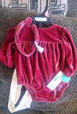 Carter's Baby Girl Velvet Romper Set 0-3M