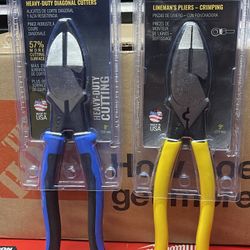 KLEIN TOOLS 9”LINEMAN’S PLIERS-CRIMPING AND 9’ HEAVY-DUTY DIAGONAL CUTTERS  NEW BOTH FOR $54