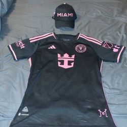 Messi Inter  Miami Jersey With Team Hat