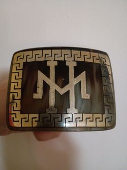 Western Belt Buckle with Monogram Inlay