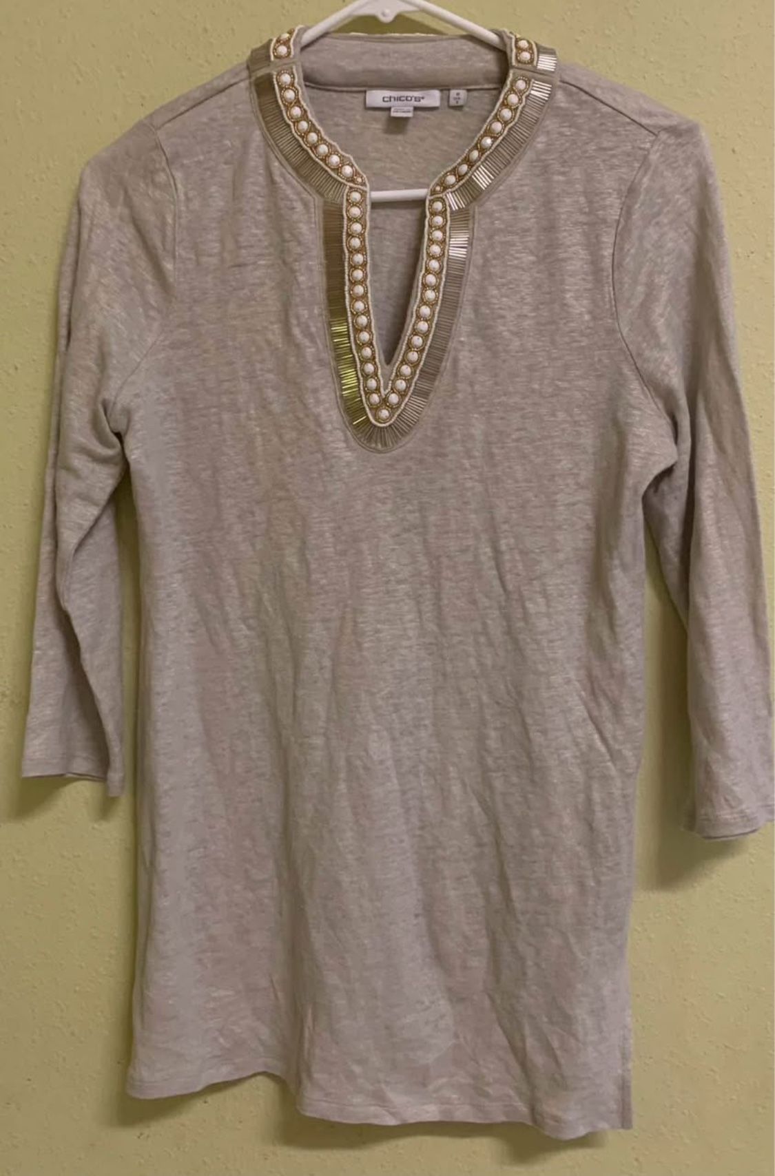 Chico’s Linen Embellished Tunic Size S