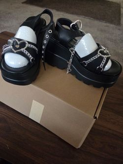 Black Summer Slope Thick Bottom Gothic Shoes Retail Price $52
