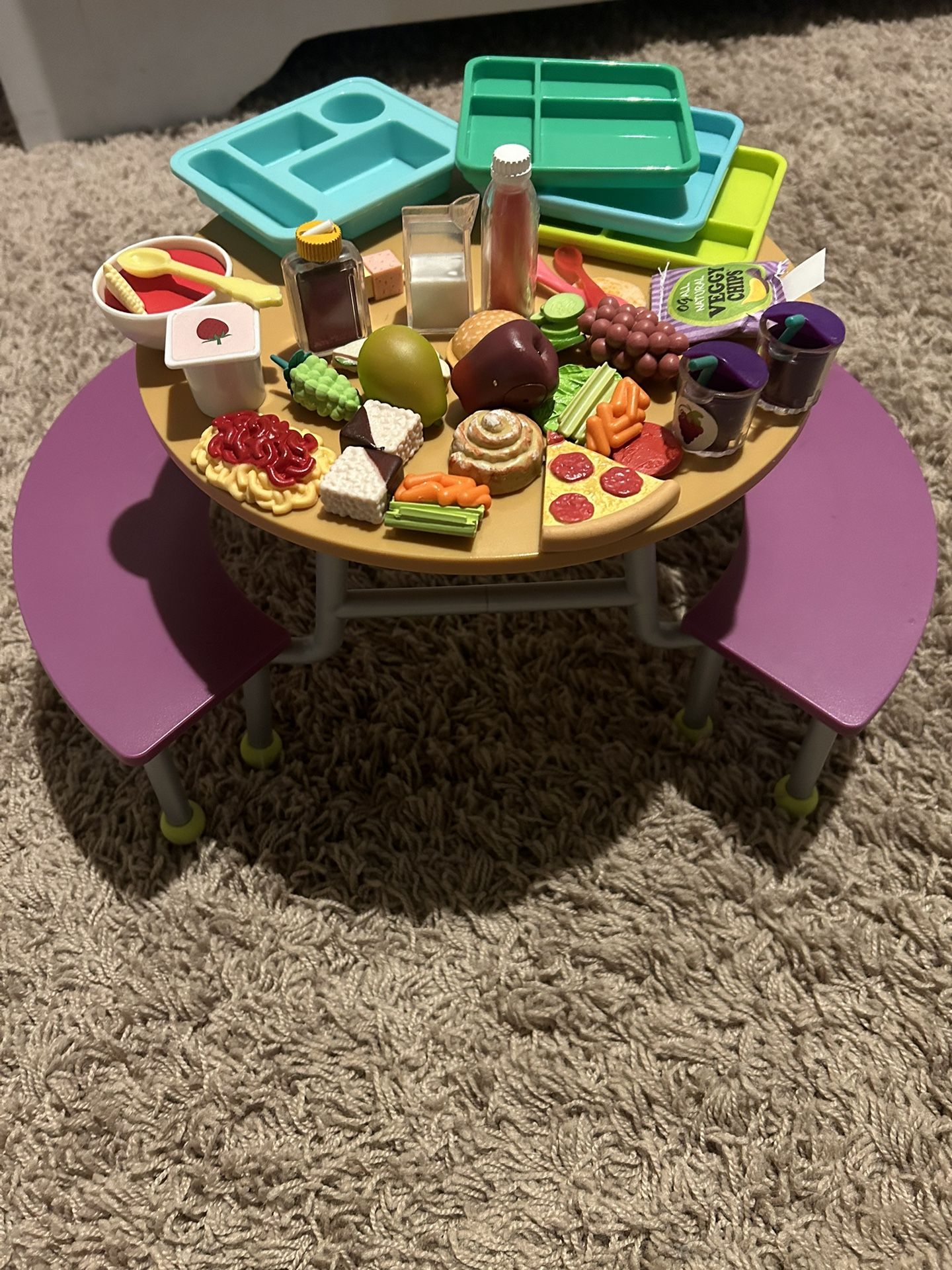 Our Generation 18” Doll Cafeteria Table And Food