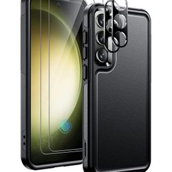 Samsung Galaxy S23 Plus Case, 2X[9H Tempered Glass Screen Protector + HD Camera Lens Protector][Military Grade Drop-Proof] Dual Layer Heavy Duty Shock