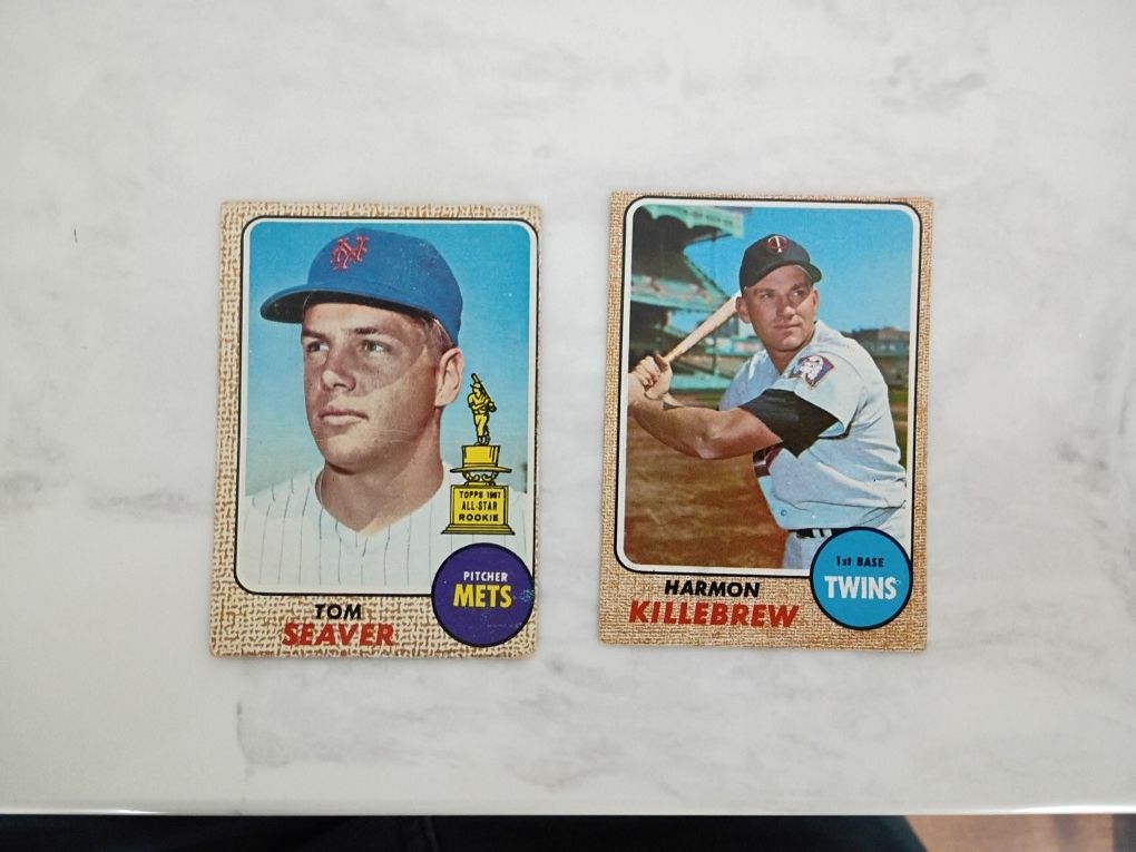 1968 TOPPS Baseball Cards: Seaver and Killebrew