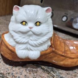 Cute Cat Kitty In Shoe Figurine