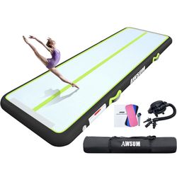Inflatable Air Gymnastics Mat 10ft x3.3ft Training mat 4 inches Thick tumbling mat w/ electric pump