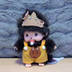 Monchhichi Keychain Plush Wolf Outfit Yellow Overalls