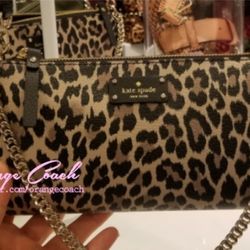Kate Spade Grove Street Leopard Jane Leather Clutch