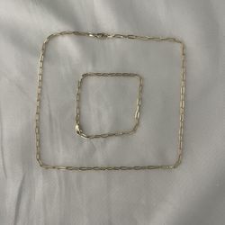 14K Gold Chain and Bracelet Set