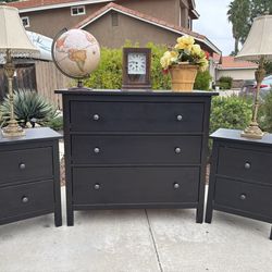 Black Solid Wood Hemnes Dresser Chest of Drawers and Nightstand Furniture Set Originally $740