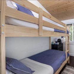 Ikea Twin Bunk Bed + 2 premium mattress, bedding