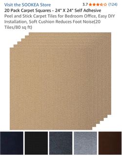 SOOKEA 20-Pack Self-Adhesive Carpet Tiles 24x24