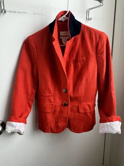 J. Crew Linen Schoolboy Suit Jacket Orange Size 0