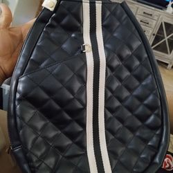 Trelle Ace & Carry Tennis and Pickleball Sling Backpack, Womens Racquet Bag, Vegan Leather, Adjustable Crossbody Strap Ladies Bag