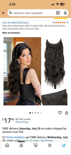 20in Dark Brown Halo Hair Extensions with Invisible Wire