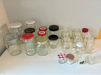 Assorted glass jars