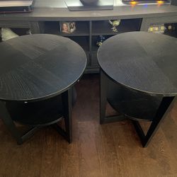 2 Matching Black Ikea Vejmon Black End or Side Tables 