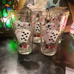 Set Of Five Playing Card Glasses 