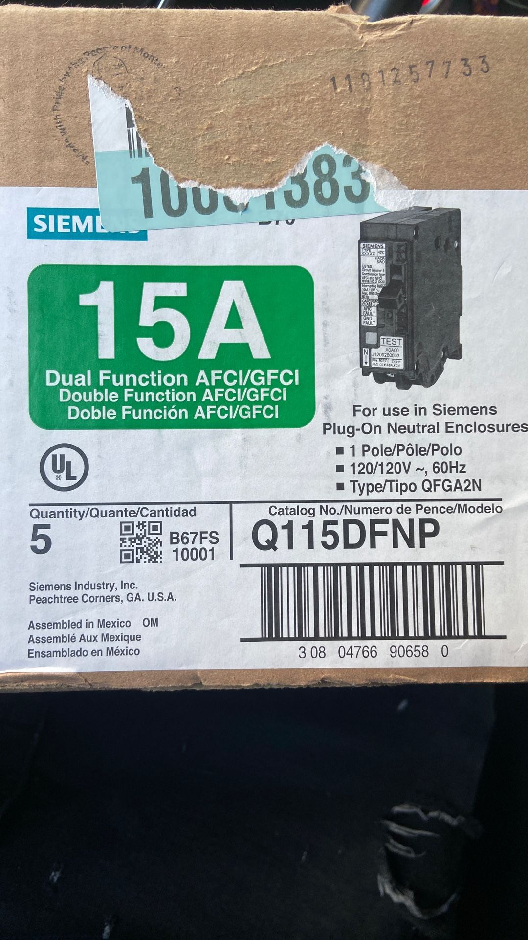 Siemens 15A Breakers
