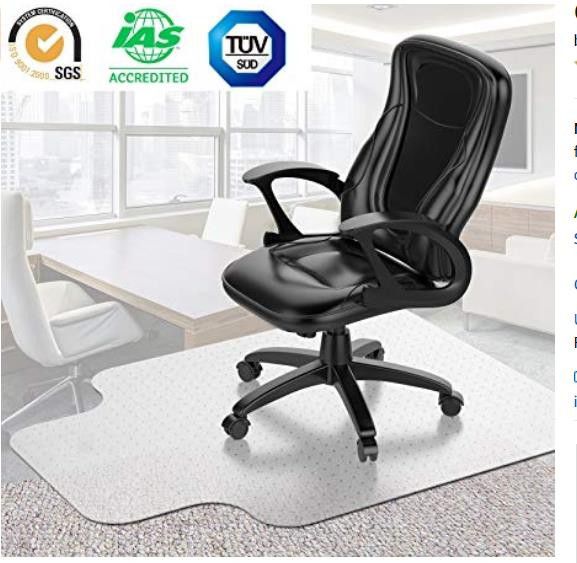 Desk Chair Mat for Carpet -Floor Protector for Low-Pile Carpets,Non-Slip Bottom, Home, Office, Computer.