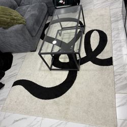 BLACK CREAM ABSTRACT RUG 