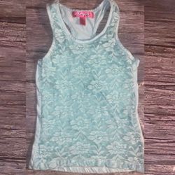 Little Girls Size 7-8 Mint Green Lace Racerback Tank Top Shirt