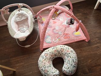 Baby bouncer activity gym/mat and boppy pillow