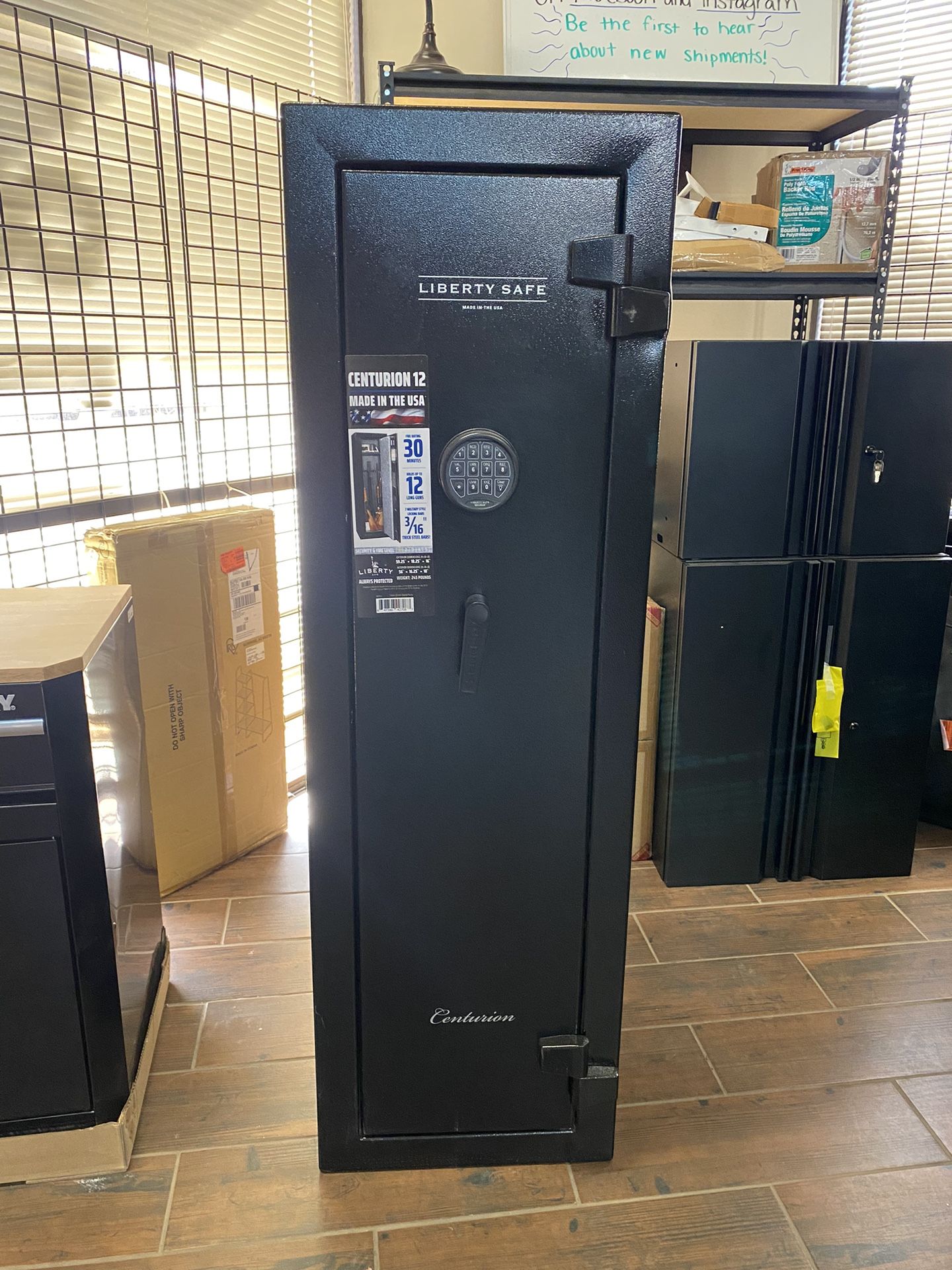 NEW LIBERTY SAFE Centurion 12-Gun 30-min fire rating EMP E-Lock 59.25 in. H x 18.25 in. W x 16 in. L Black Gun Safe & Lifetime Warranty