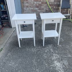 Nice 2 While Wood Modern Nightstand  1 Drawer 