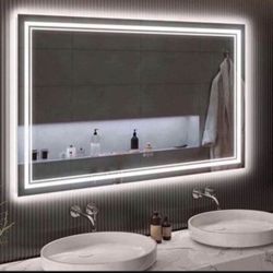 LED Mirror for Bathroom 84”x36”with Front and Backlit, 3 Colors Dimmable Lighted Vanity Mirror for W